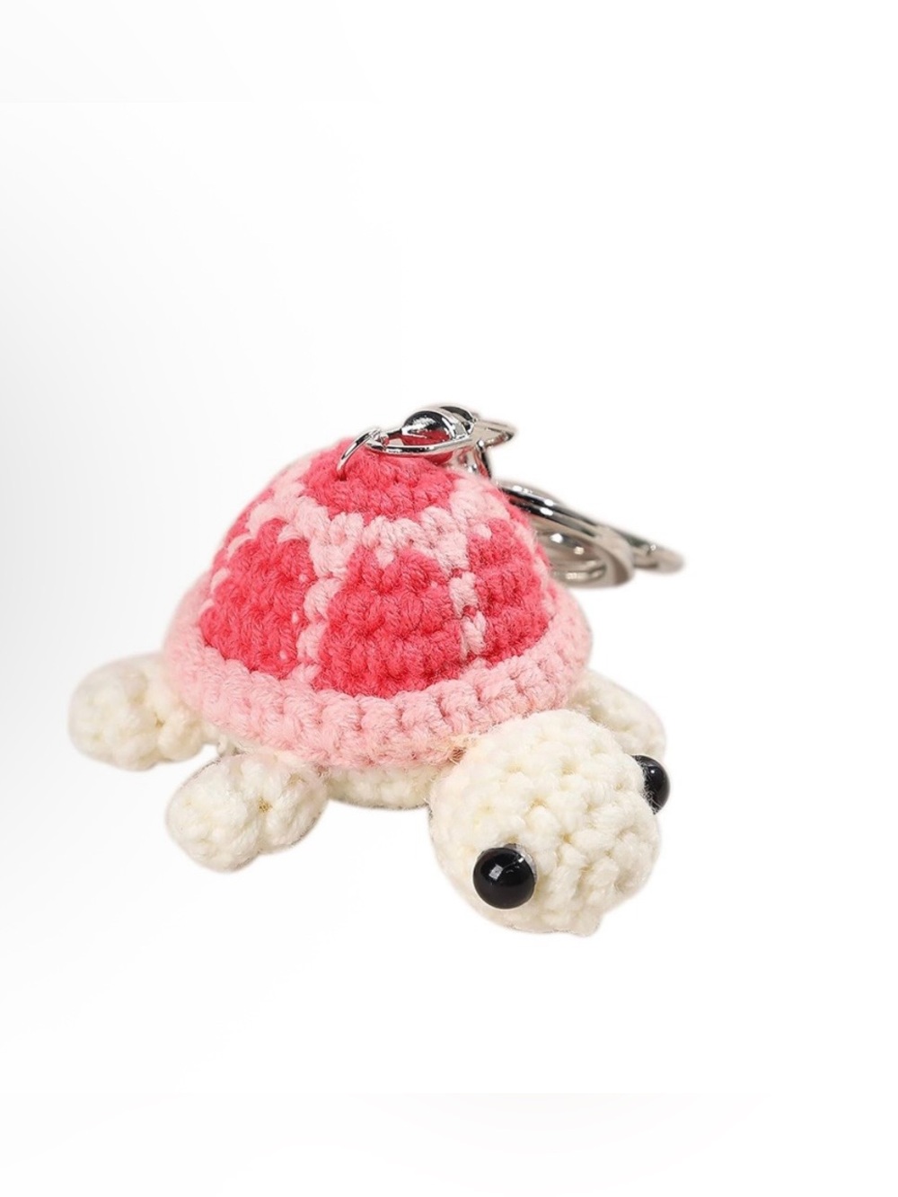 $25.00- Handmade Crocheted Pink Turtle Bag Charm Keychain